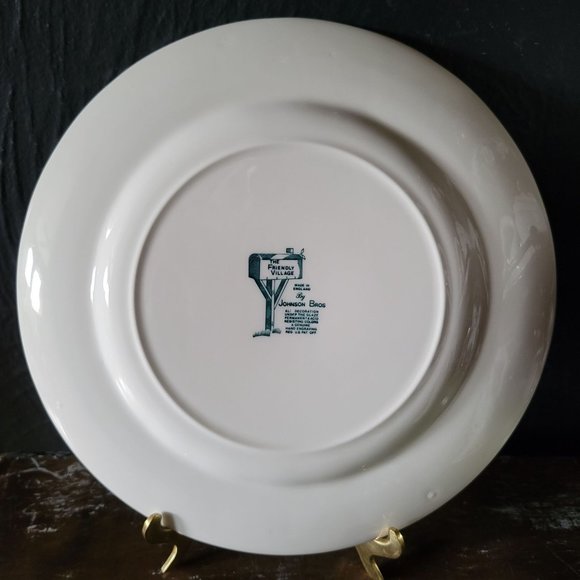 Vintage Johnson Brothers Brown Transferware The Friendly Village Salad Plate - Picture 4 of 5